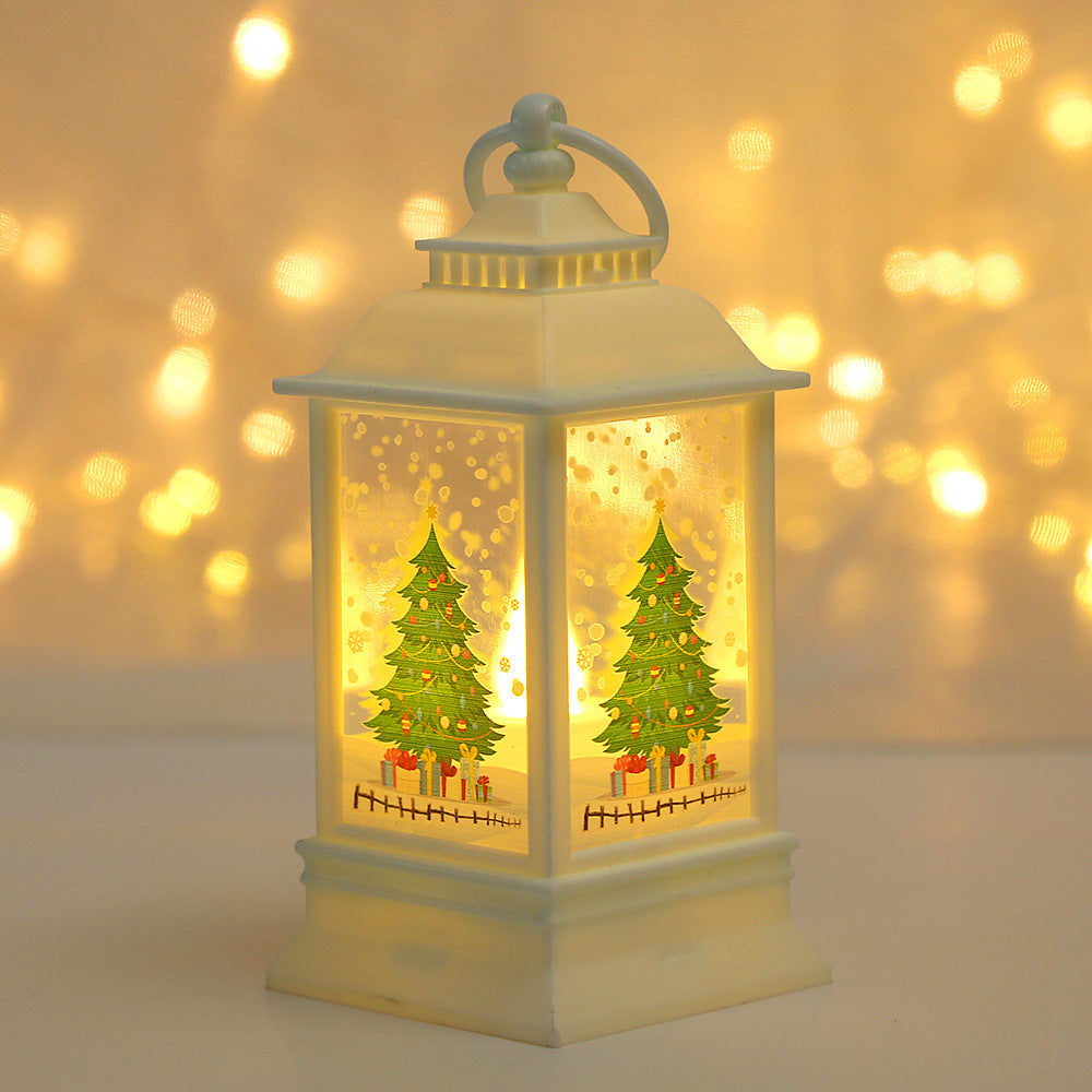 Festive Christmas lantern with snowman motif