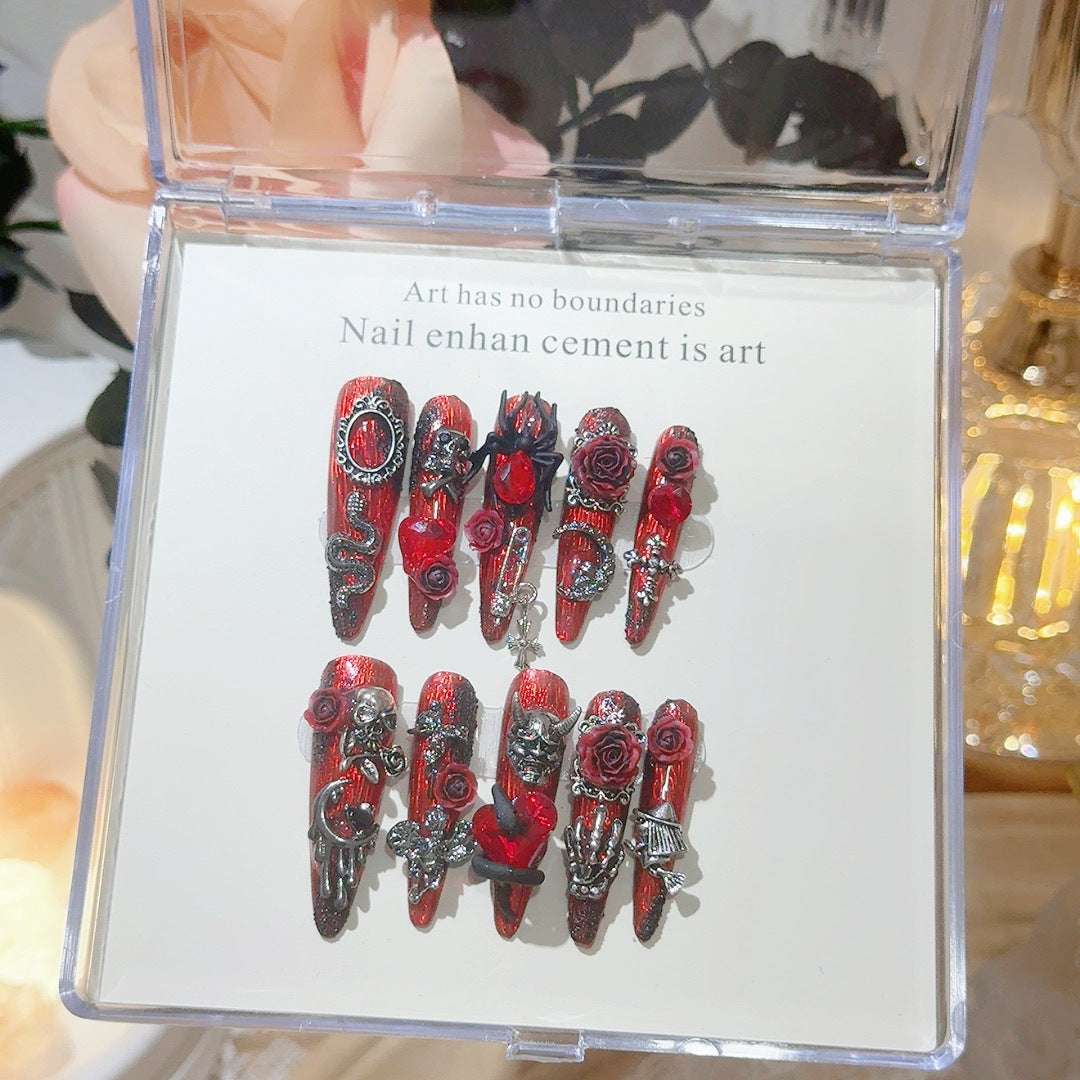 Gothic-Inspired 3D Nail Art Set