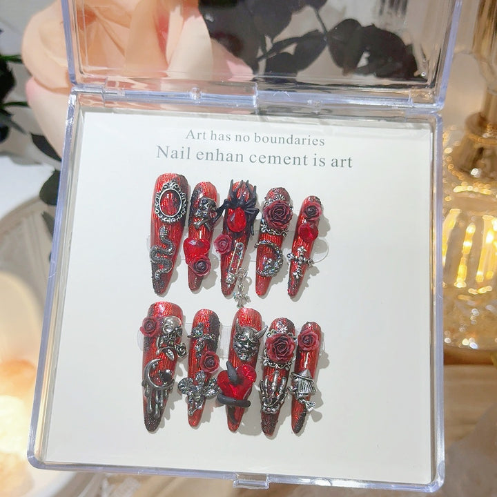 Gothic-Inspired 3D Nail Art Set