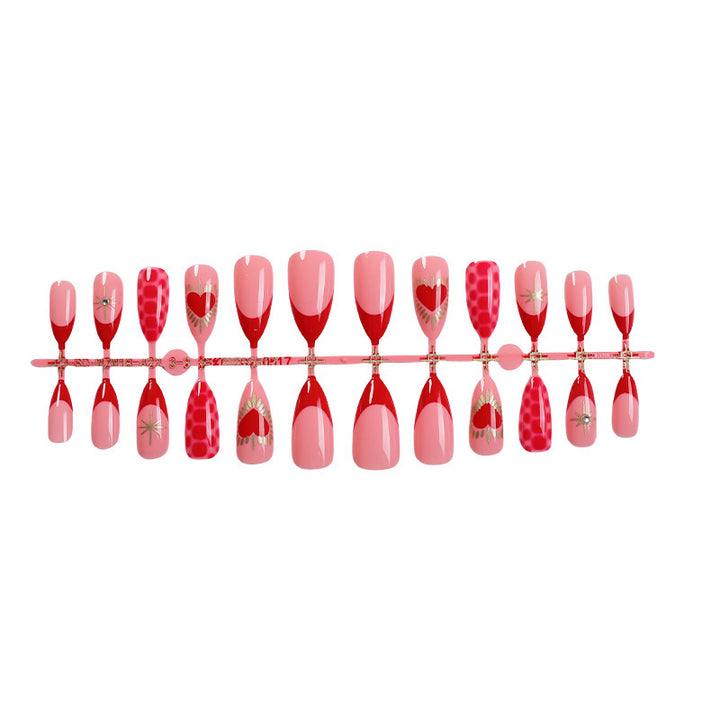 Artistic Heart-Inspired Press-On Nail Art Set Kalsten