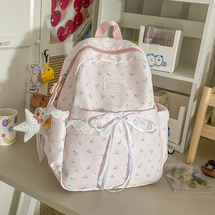 Whimsical Floral Embellished School Backpack Kalsten