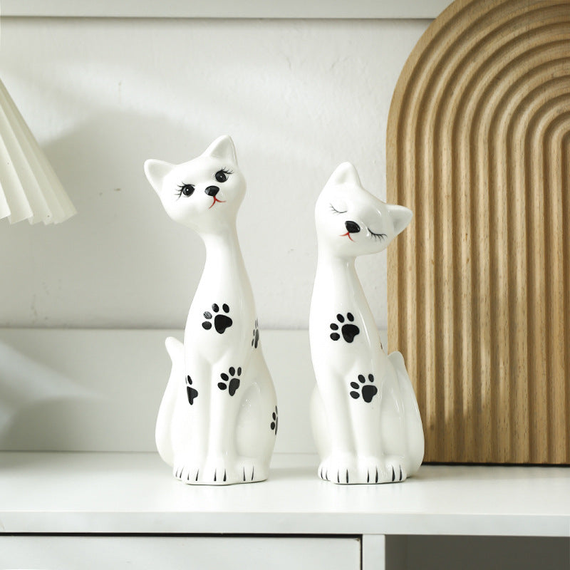 Playful Ceramic Cat Figurine Set Kalsten