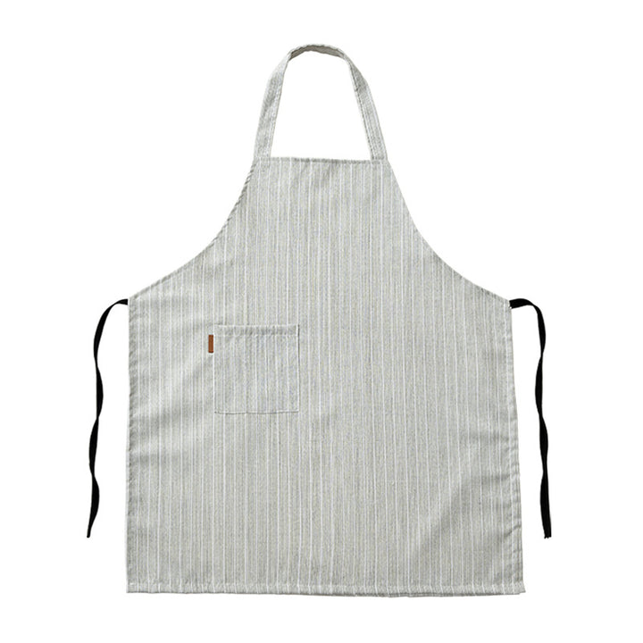 Bistro and chef apron with fine pinstripe structure and sewn-on breast pocket