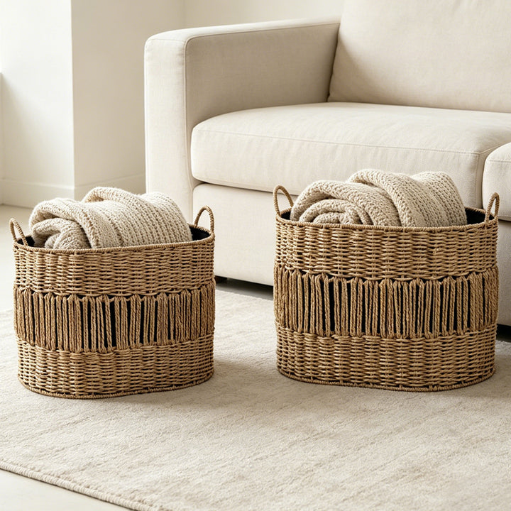 Storage basket with elegant fringe design Kalsten
