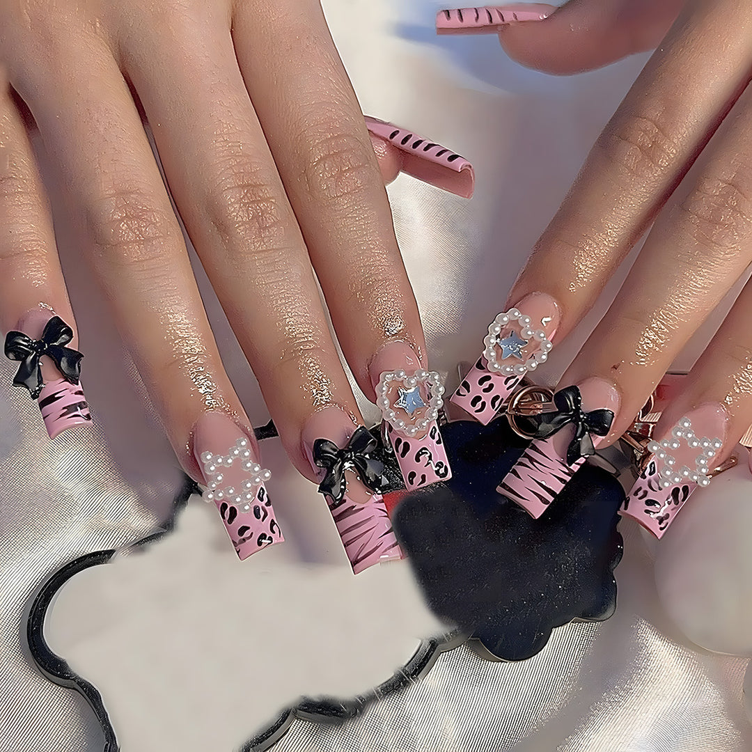 Artistic Stiletto Press-On Nails with Bow and Gem Accents Kalsten