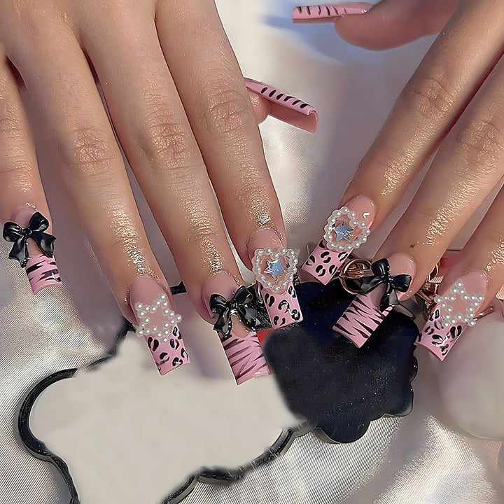 Artistic Stiletto Press-On Nails with Bow and Gem Accents Kalsten