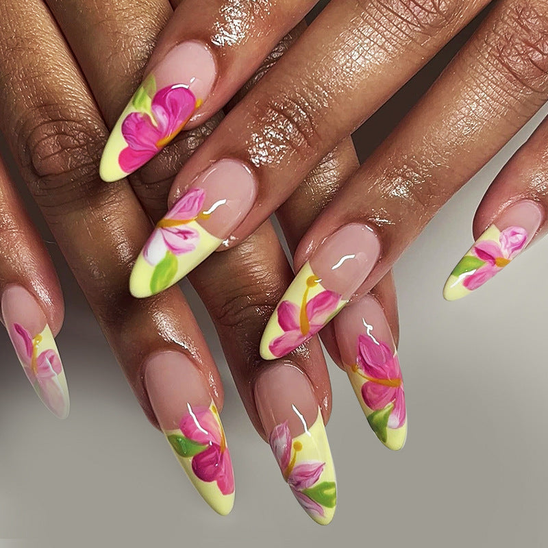 Floral Design Acrylic Nail Enhancements Kalsten