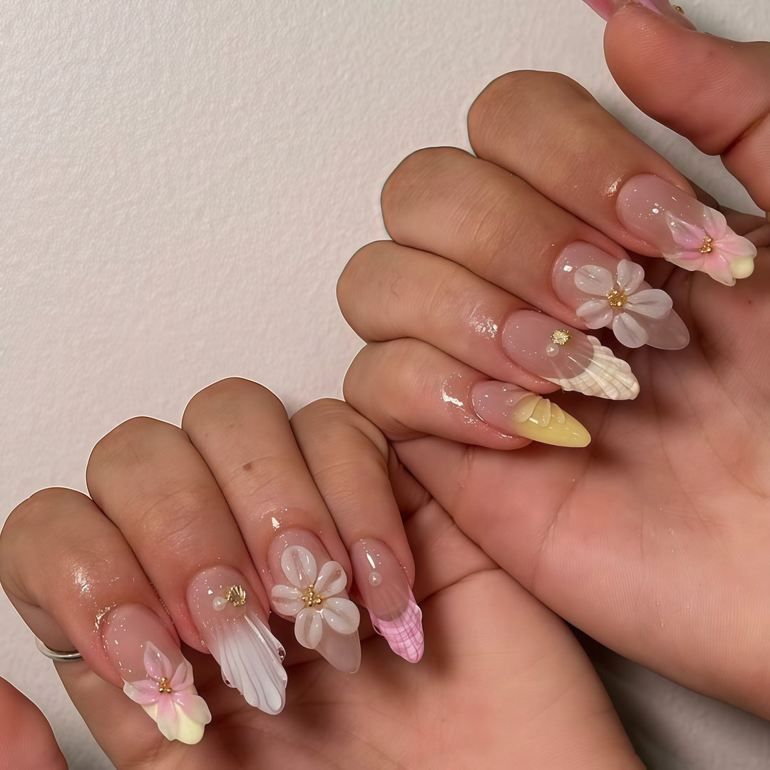 Floral Embellished Press-On Nail Set Kalsten