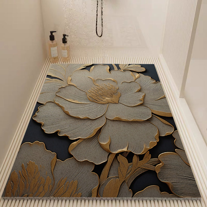 Elegant Floral Pattern Bath Mat Kalsten