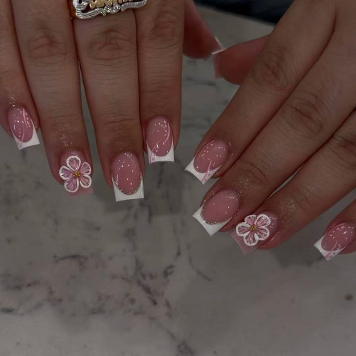 Artful Nail Extensions with Flower Design Kalsten