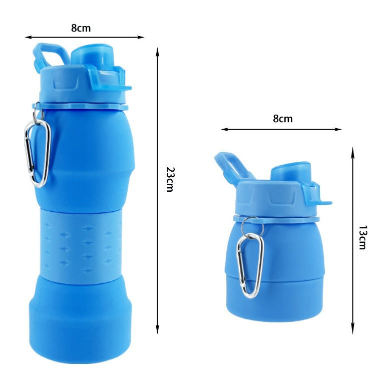 Unisex Silicone Water Bottle with Carabiner Hook and Folding Mechanism Kalsten