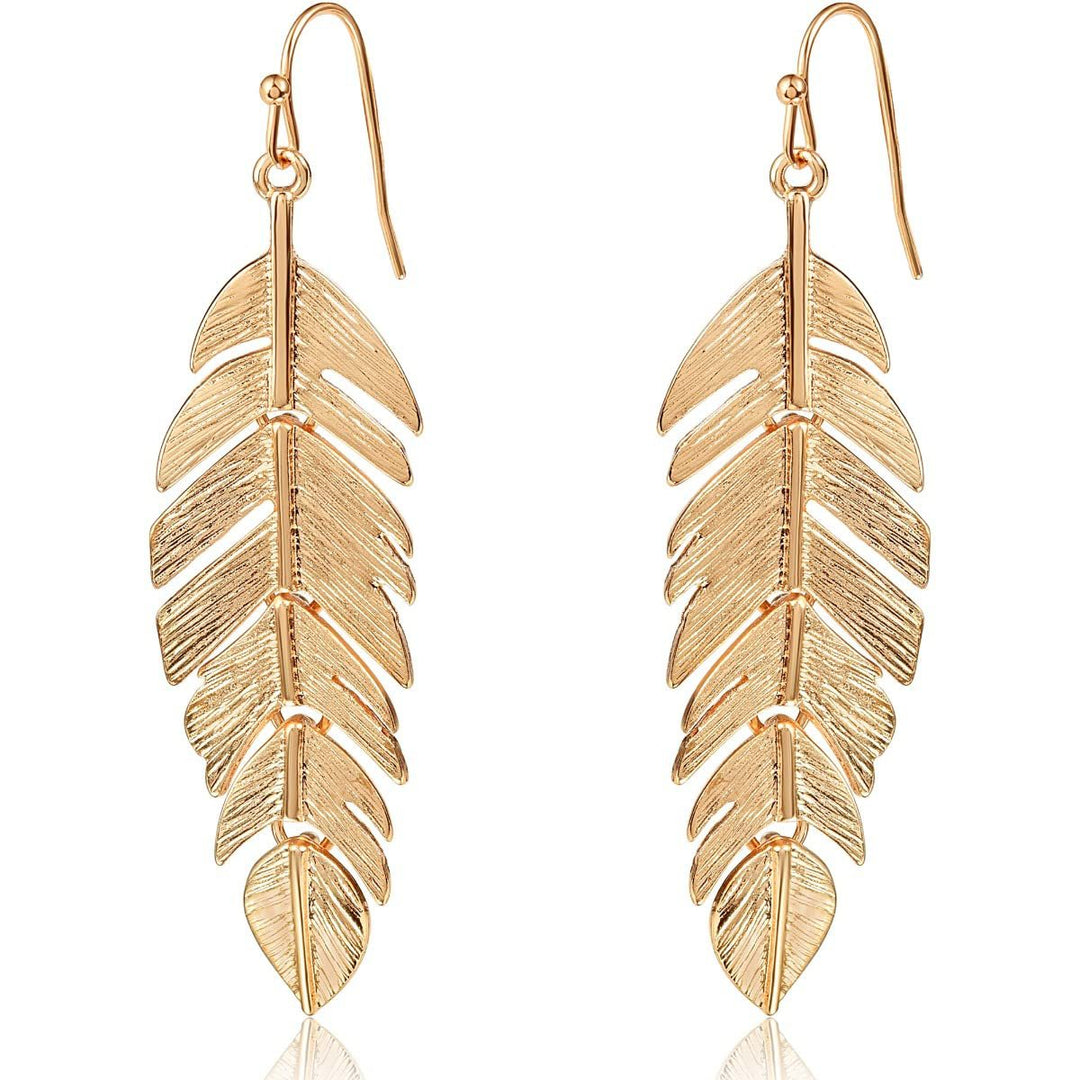 Leaf Design Dangle Earrings Kalsten