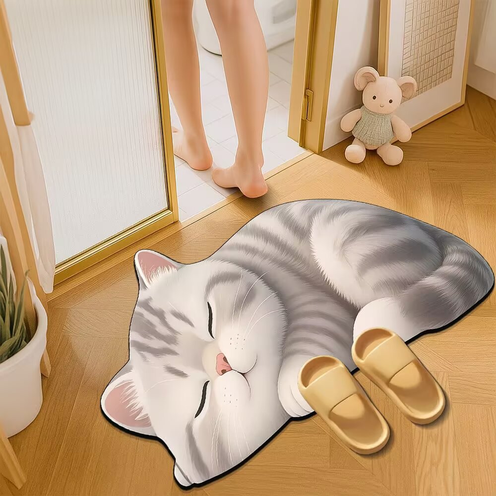 Cat-Themed Plush Bath Mat Kalsten