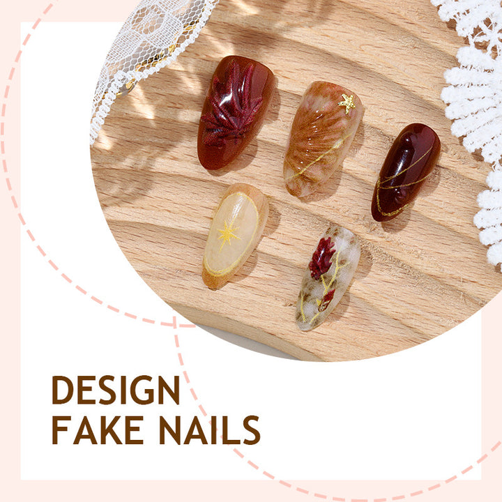 Nail set with elegant flower and glitter accents Kalsten