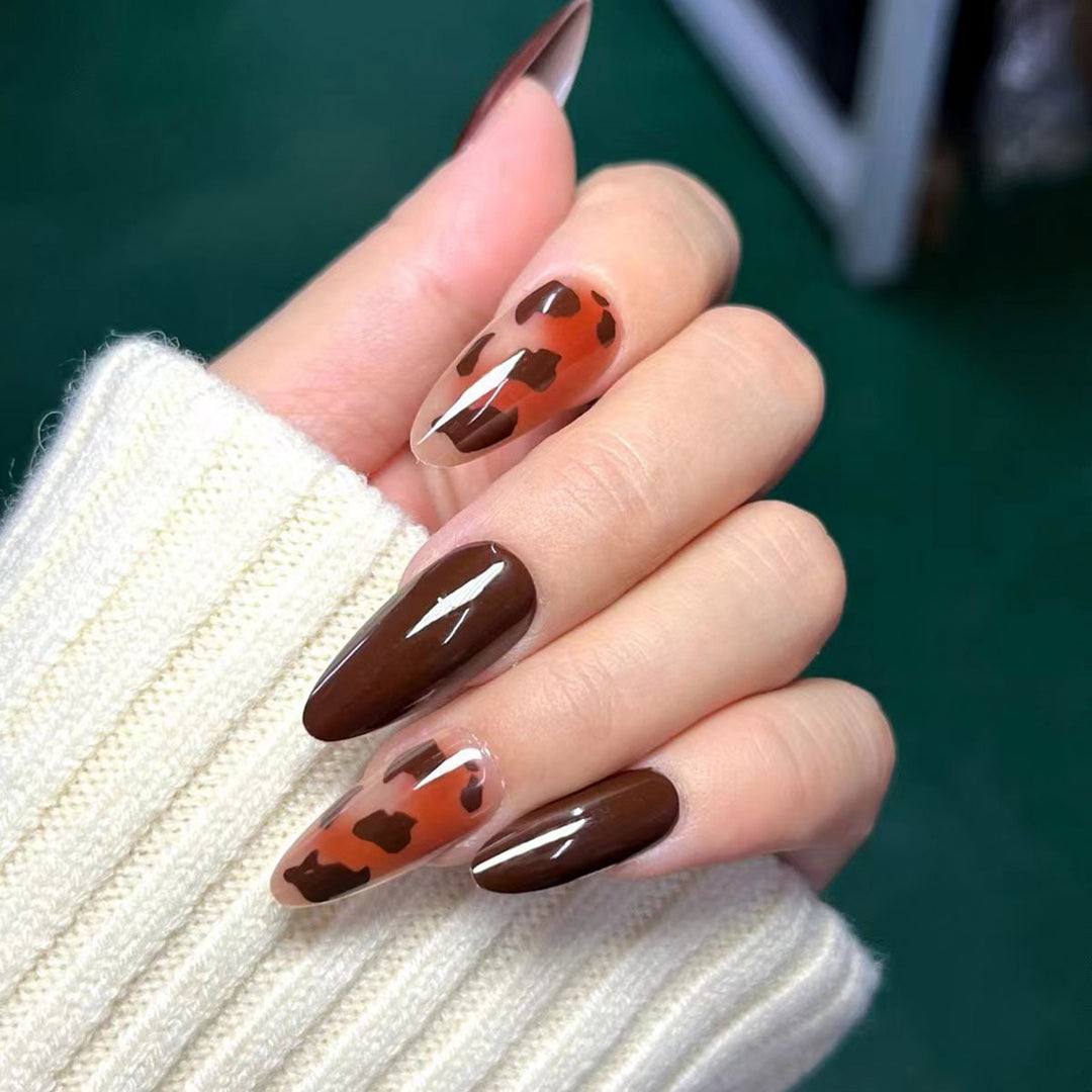 Artistic Stiletto Press-On Nails with Abstract Design