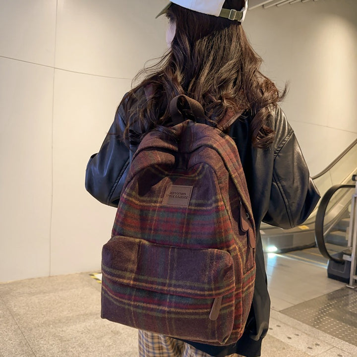 Stylish Plaid Backpack Kalsten