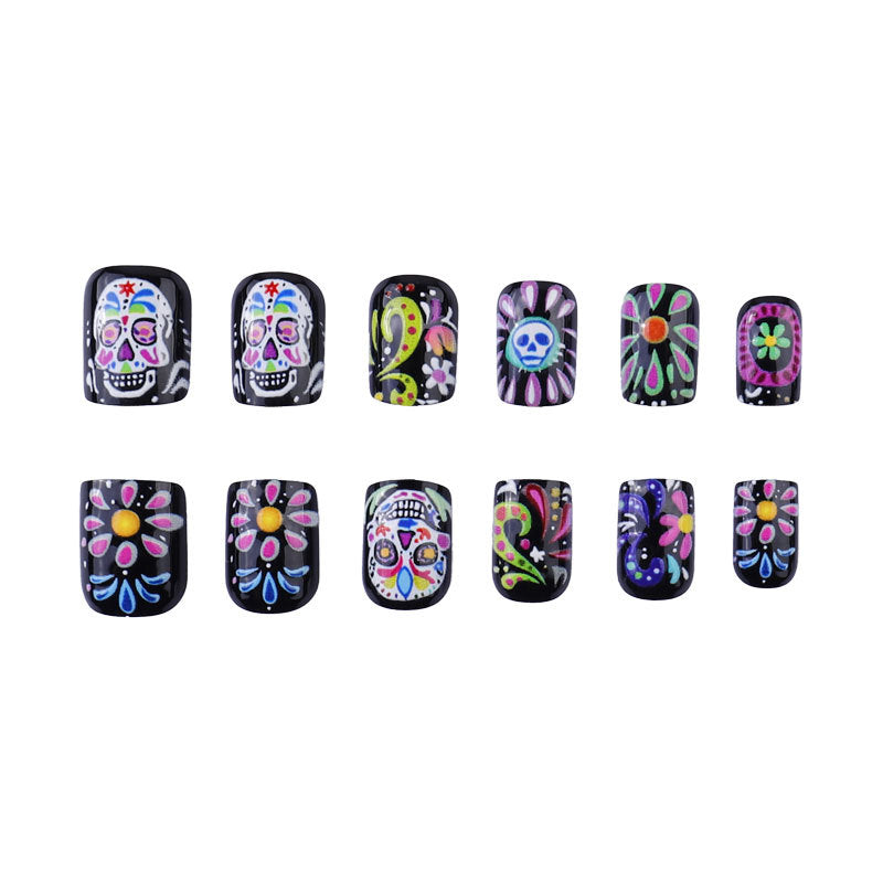 Artistic Sugar Skull Nail Art