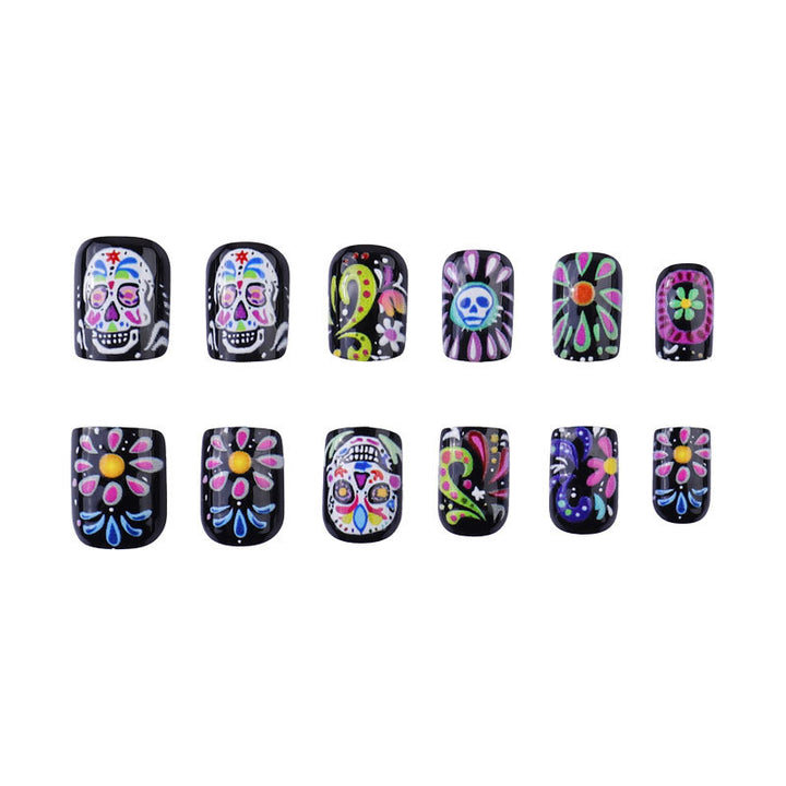 Artistic Sugar Skull Nail Art