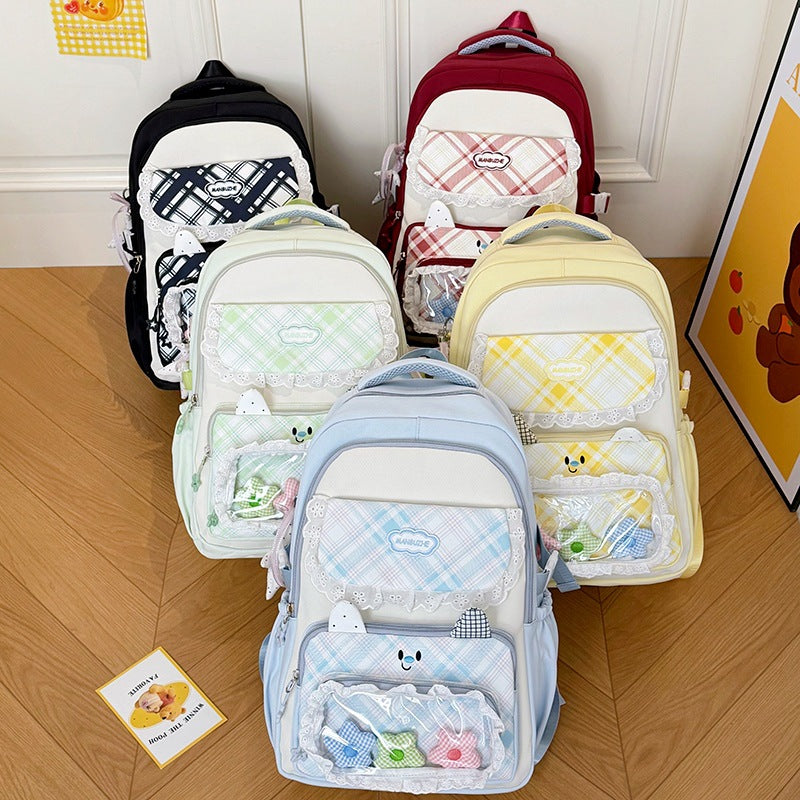 Stylish Multi-Pocket Backpack with Cute Decorative Accents Kalsten