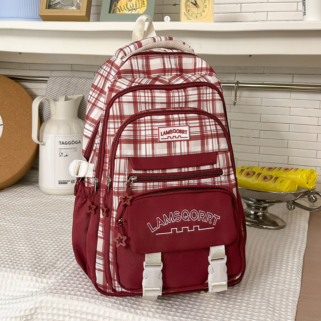 Stylish Plaid Pattern Backpack Kalsten