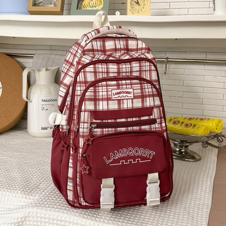 Stylish Plaid Pattern Backpack Kalsten