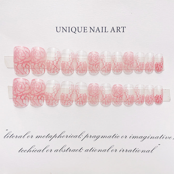 Floral Patterned Press-On Nail Set