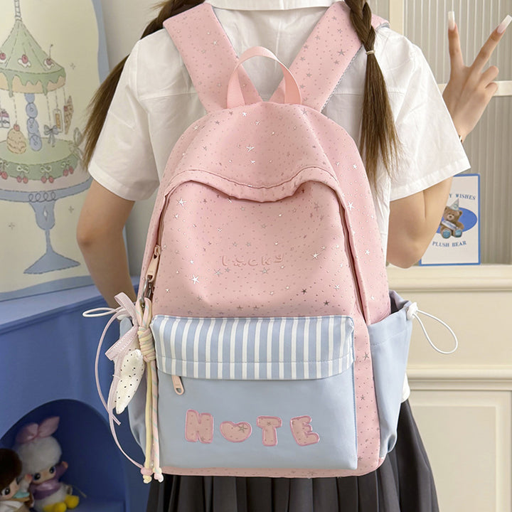 Cute Illustrated Star-Embellished Backpack Kalsten