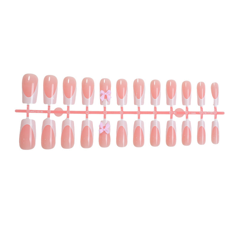 Decorative Press-On Nail Set with Elegant Bows kalsten