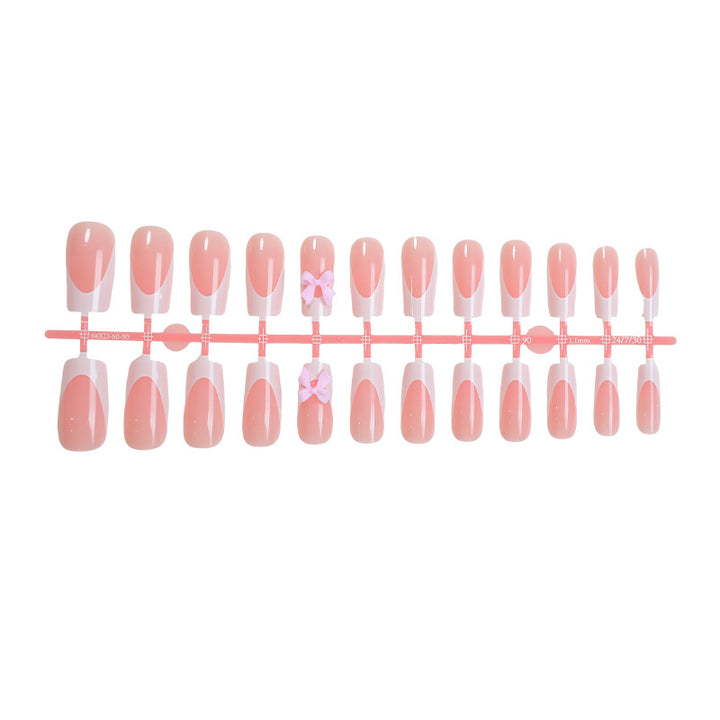 Decorative Press-On Nail Set with Elegant Bows kalsten