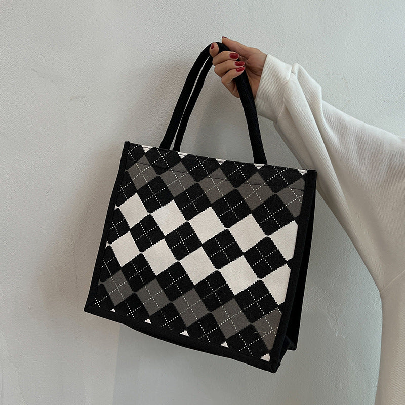 Elegant Checkered Pattern Tote Bag