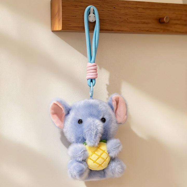 Plush Calico Cat Strawberry Mini Bag Charm Keychain with Soft Rope Loop & Metal Clip Kalsten