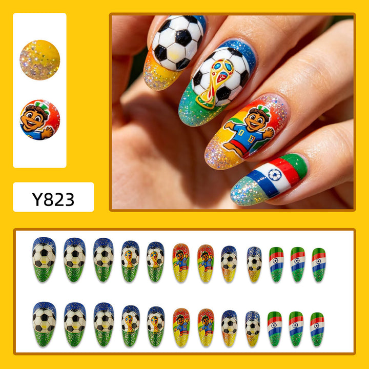 Artificial nails with football motif and glitter accents Kalsten