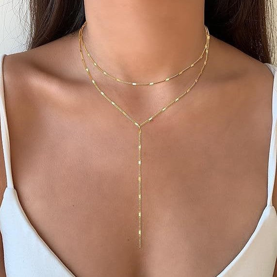 Elegant Layered Y-Chain Necklace Kalsten