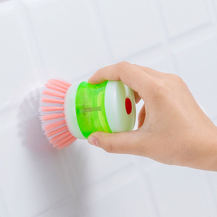 Ergonomic Handheld Dish Scrub Brush With Built-In Soap Dispenser