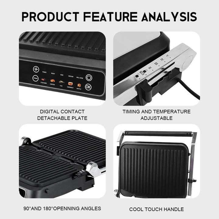Versatile Electric Grill Press with Adjustable Temperature Control Kalsten