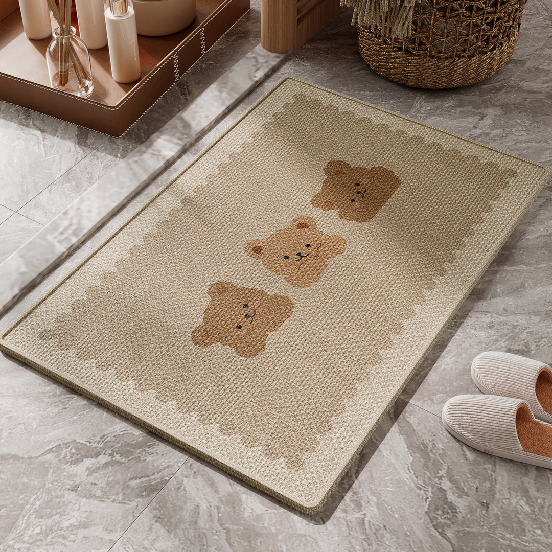 Cute Bear-Themed Bath Mat for Bathroom Floor