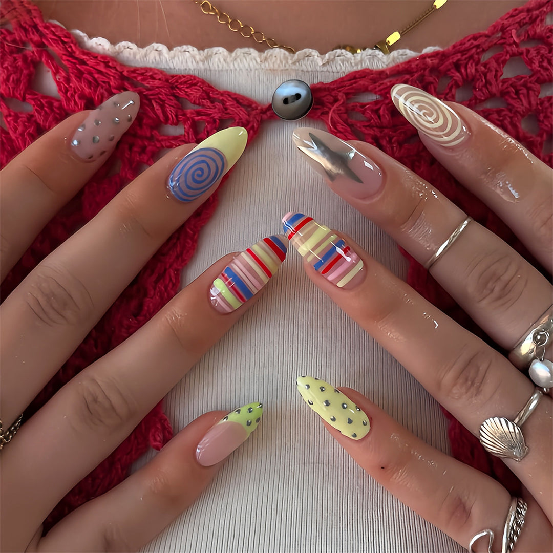 Artificial nails with creative geometric design Kalsten