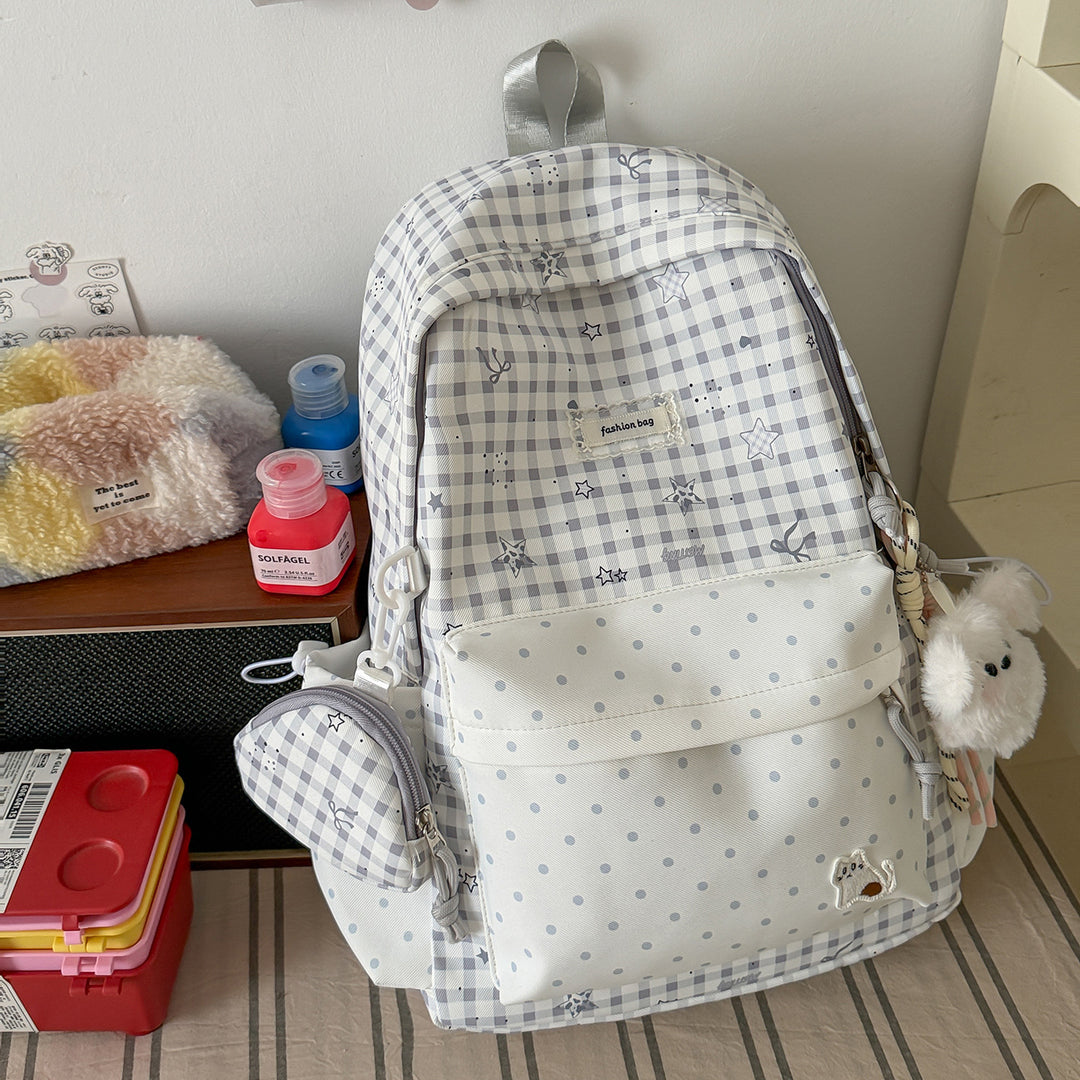 Stylish Checks Print Casual Backpack Kalsten