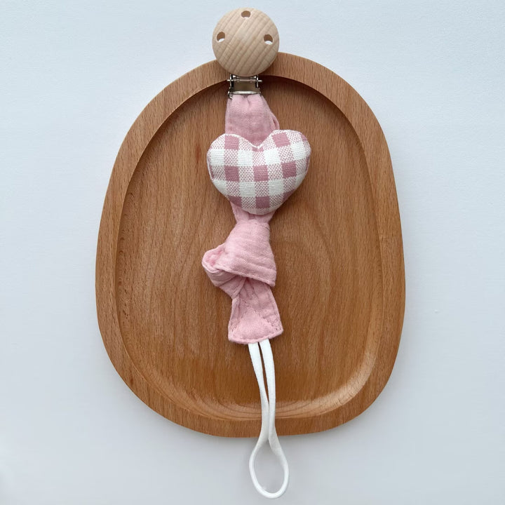 Baby Pacifier Clip with Plush Elephant Head Wooden Safety Clip