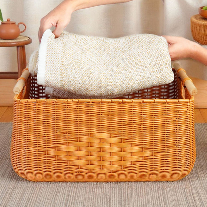 Versatile Rectangle Woven Storage Basket Kalsten