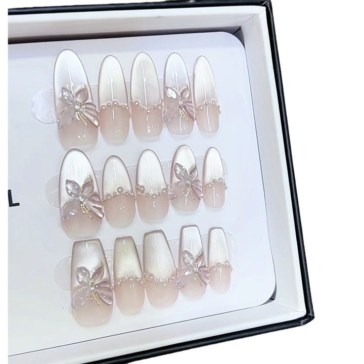Premium Decorative Press-On Nail Set with Butterflies Kalsten