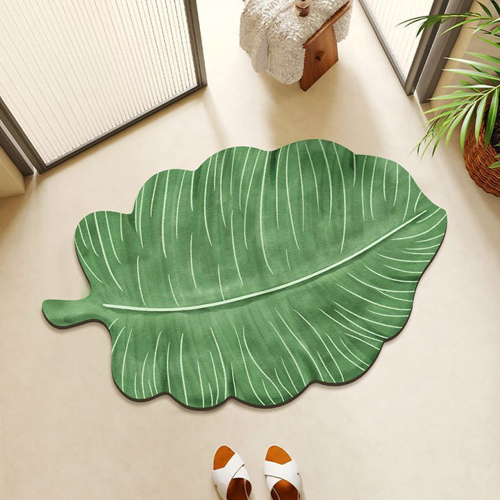 Leaf-Shaped Plush Area Mat Kalsten