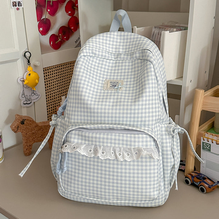 Casual Vintaged Gingham Print Backpack Kalsten