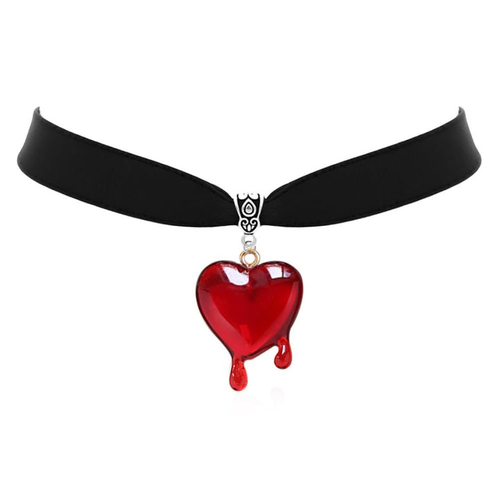 Velvet Choker Necklace with Dripping Heart Pendant Kalsten