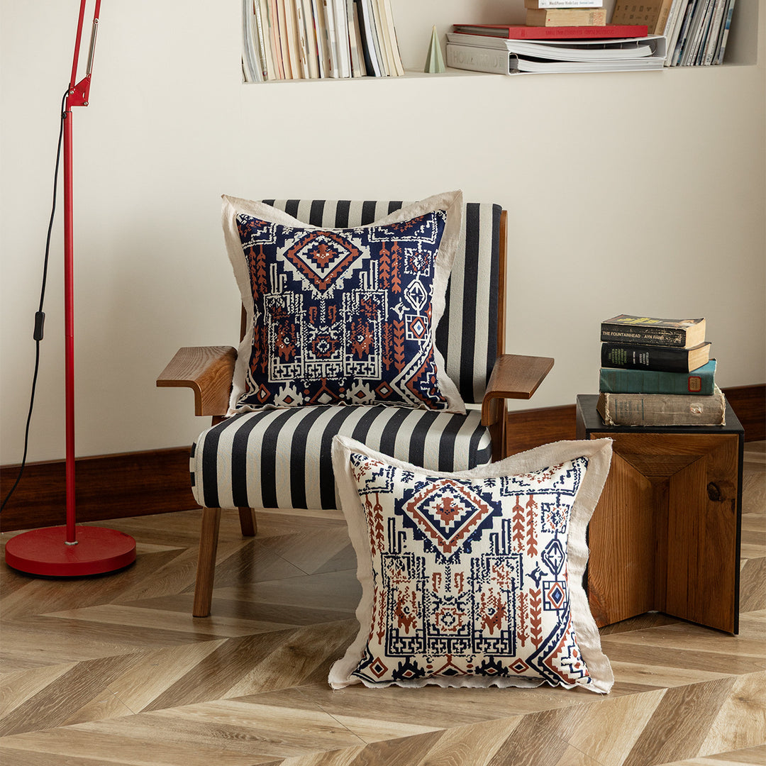 Decorative linen cushion cover with ethnic pattern Kalsten