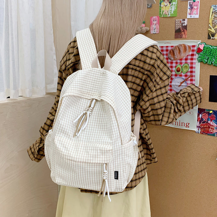 Lightweight Grid Pattern Drawstring Backpack Kalsten