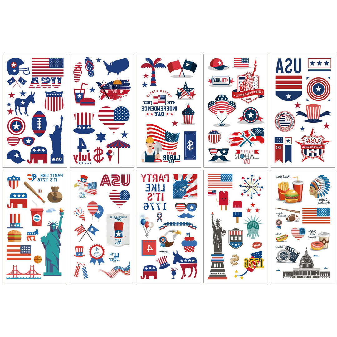 Unisex nan patriotic multiple sticker sheets with USA symbols and self-adhesive vinyl Kalsten