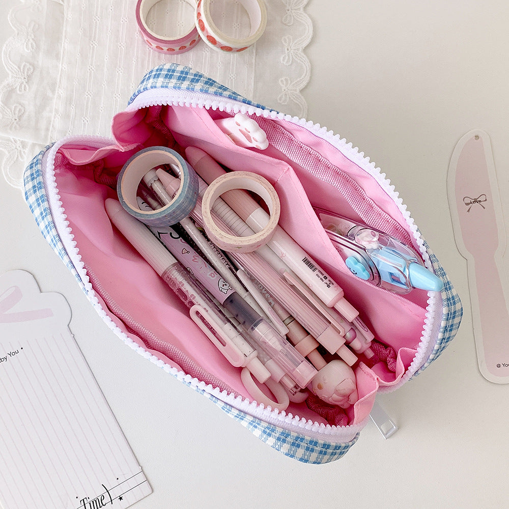 Stylish Gingham Checkered Pencil Case Kalsten