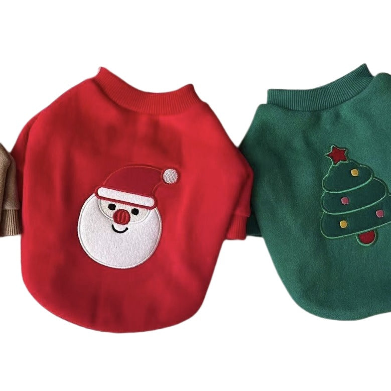 Holiday Santa Appliqué Cotton Pet Tee Shirt