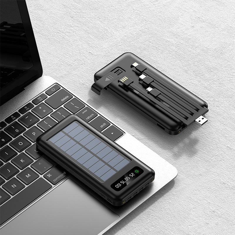 Portable solar power bank with integrated multifunction charging cable and digital display Kalsten